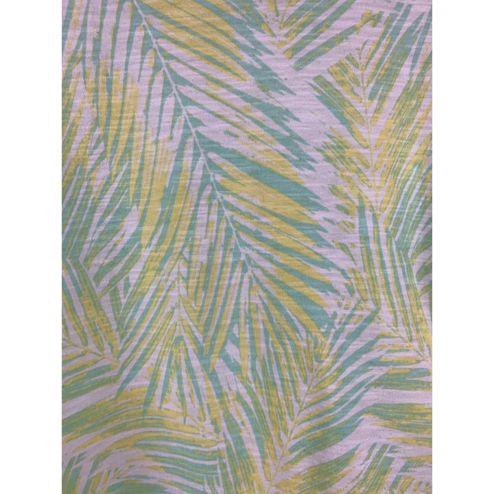 Womens Tropical Leaf Print Cotton T-Shirt