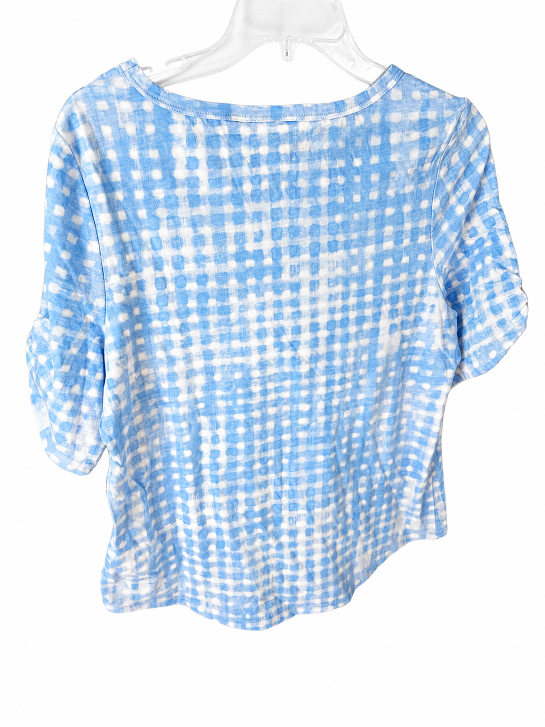 Ella Rafaella women’s short sleeve top in Blue Gingham