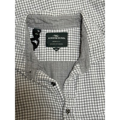 Rodd & Gunn Mens Grey Checkered Long Sleeve Button-Up Shirt Size XXL