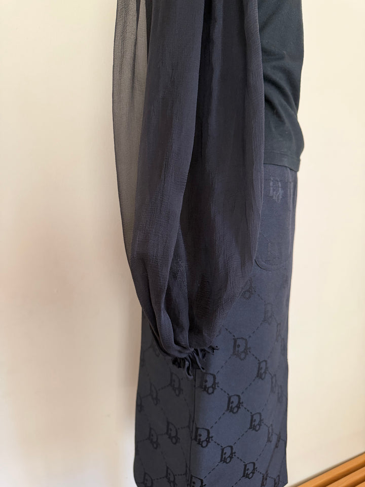 Christian Dior by John Galliano Black Sheer Sleeve Knit Top Made in France Size FR 38/US 6