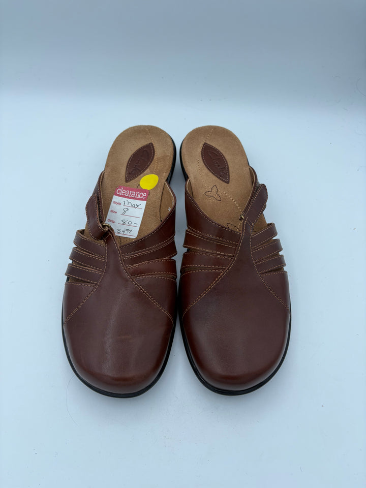 Women’s Clark’s Size 8 Brown Leather Slip-On Sandals