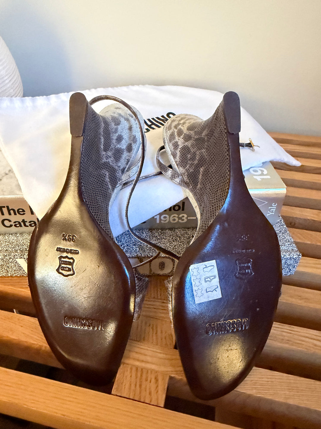 Vintage Moschino Snakeskin Wedge Sandals Made in Italy Size 39.5