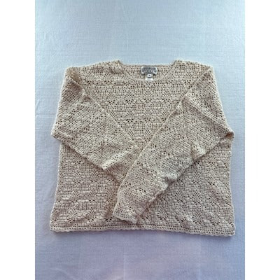 Vintage Hand-Knit Beige Crochet Sweater