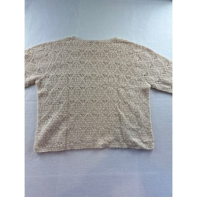 Vintage Hand-Knit Beige Crochet Sweater