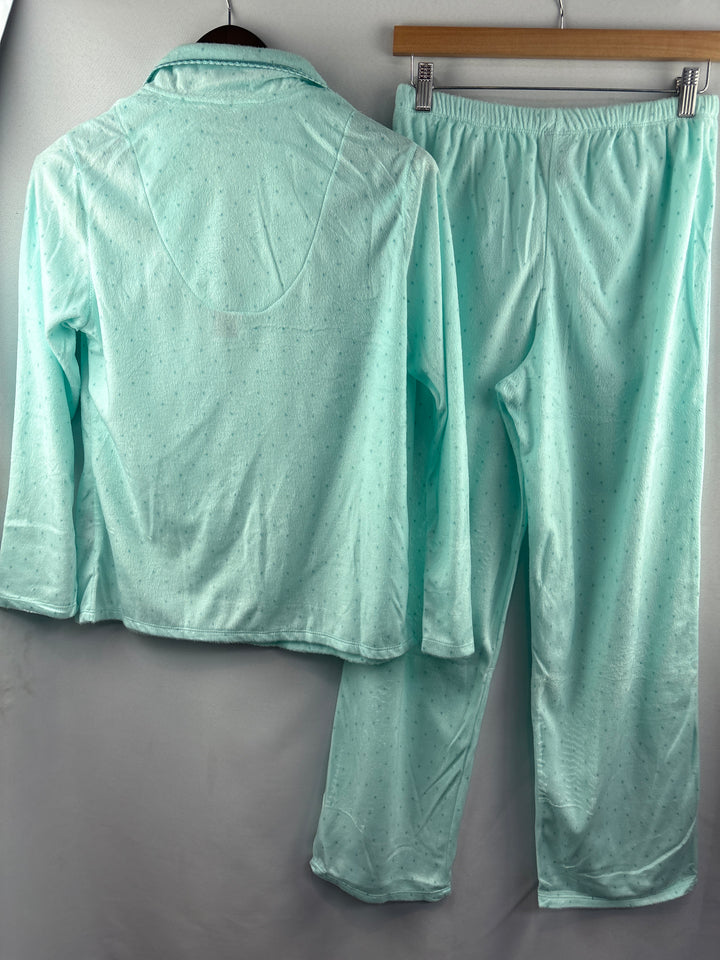 Women’s Aria Collection Small Seafoam Fuzzy Polka Dot PJS