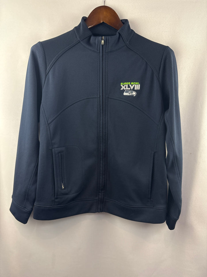 Women’s Medium Navy Blue Seahawks Super Bowl Windbreaker