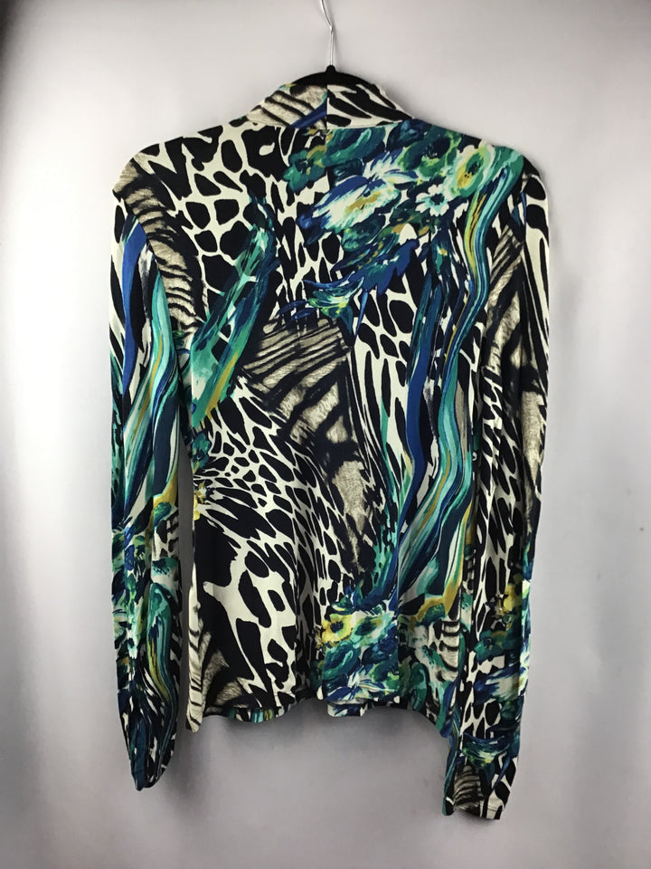 Women’s Cache Animal Print Embellished V-Neck Long Sleeve Top Size Medium