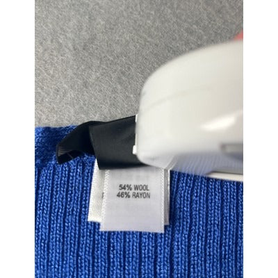 St. John blue ribbed square neck tank top, Size Medium