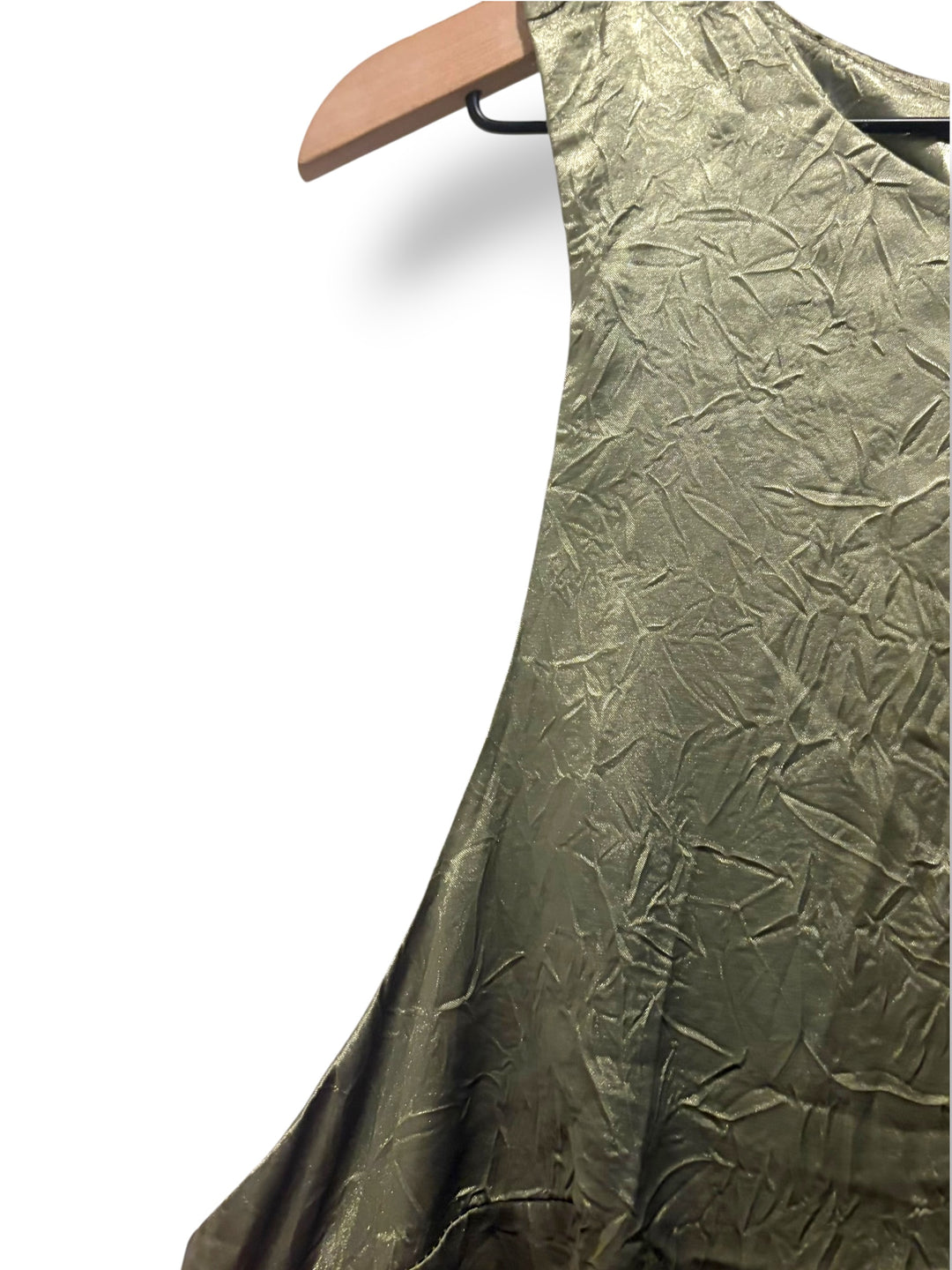 ASOS Design Olive Sage Green Crushed Satin Maxi Dress Size 14 Halter Evening Y2K