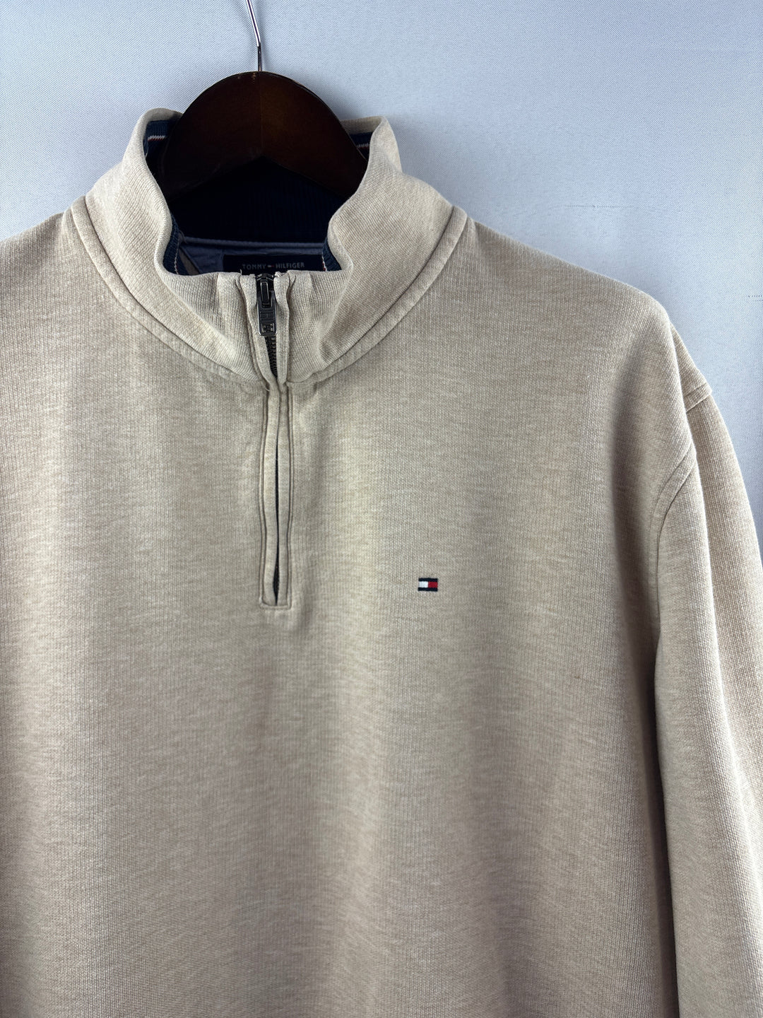 Men’s Tommy Hilfiger XXL Tan Half Zip Sweater