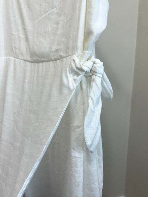 Nine West White Textured Faux‑Wrap Mini Dress SzXXL NWOT