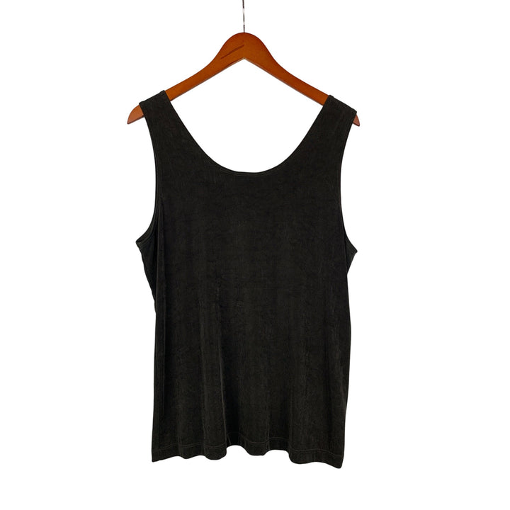 Chicos Travelers Sleeveless Black Top Size 3 Acetate/Nylon Womens