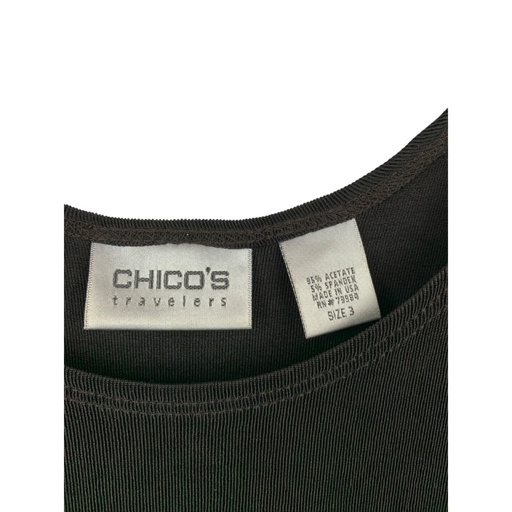 Chicos Travelers Sleeveless Black Top Size 3 Acetate/Nylon Womens