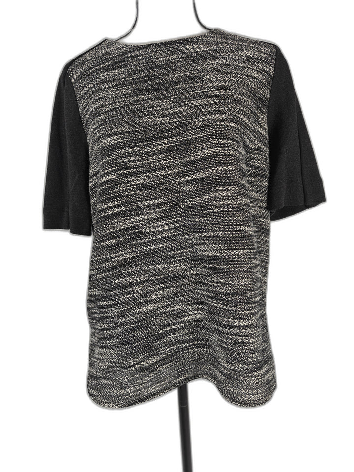 Womens Vince Mixed Media Top Black Gray Size S