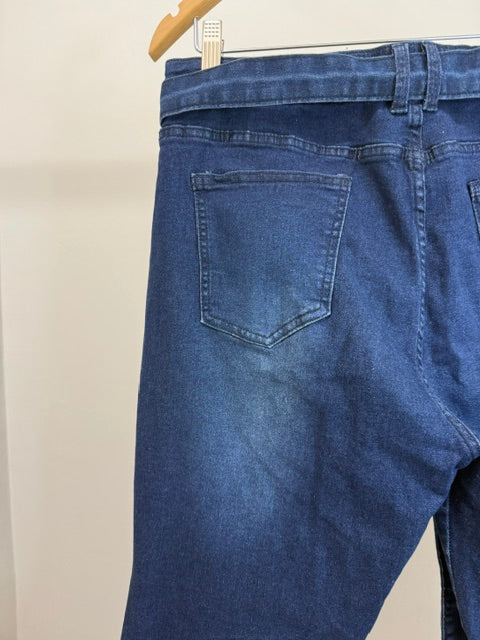 Pantete Curvy Flare Jeans With Belt Dark Wash SzXL /34
