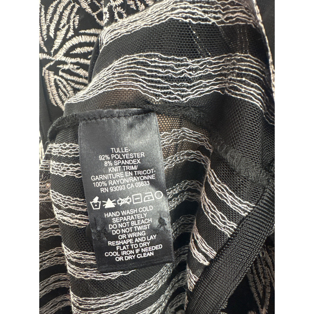 Nic + Zoe Womens Black & White Embroidered Cardigan Tunic