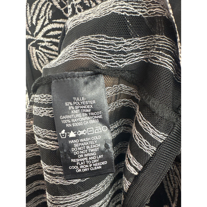 Nic + Zoe Womens Black & White Embroidered Cardigan Tunic