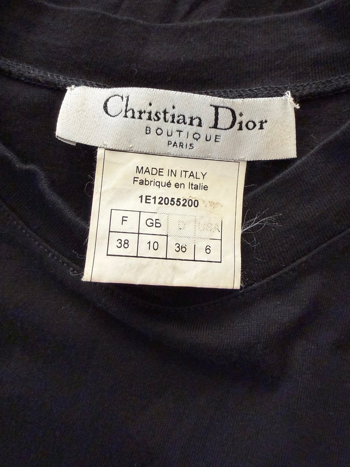 Christian Dior Boutique Galliano Python Trim Zip Sleeveless Top Black Cotton IT 38
