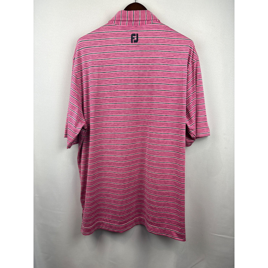 Men’s FootJoy XXL Pink with Gray & White Stripes Golf Shirt