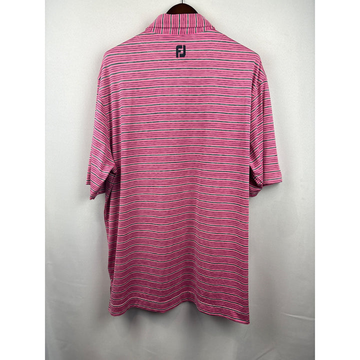 Men’s FootJoy XXL Pink with Gray & White Stripes Golf Shirt
