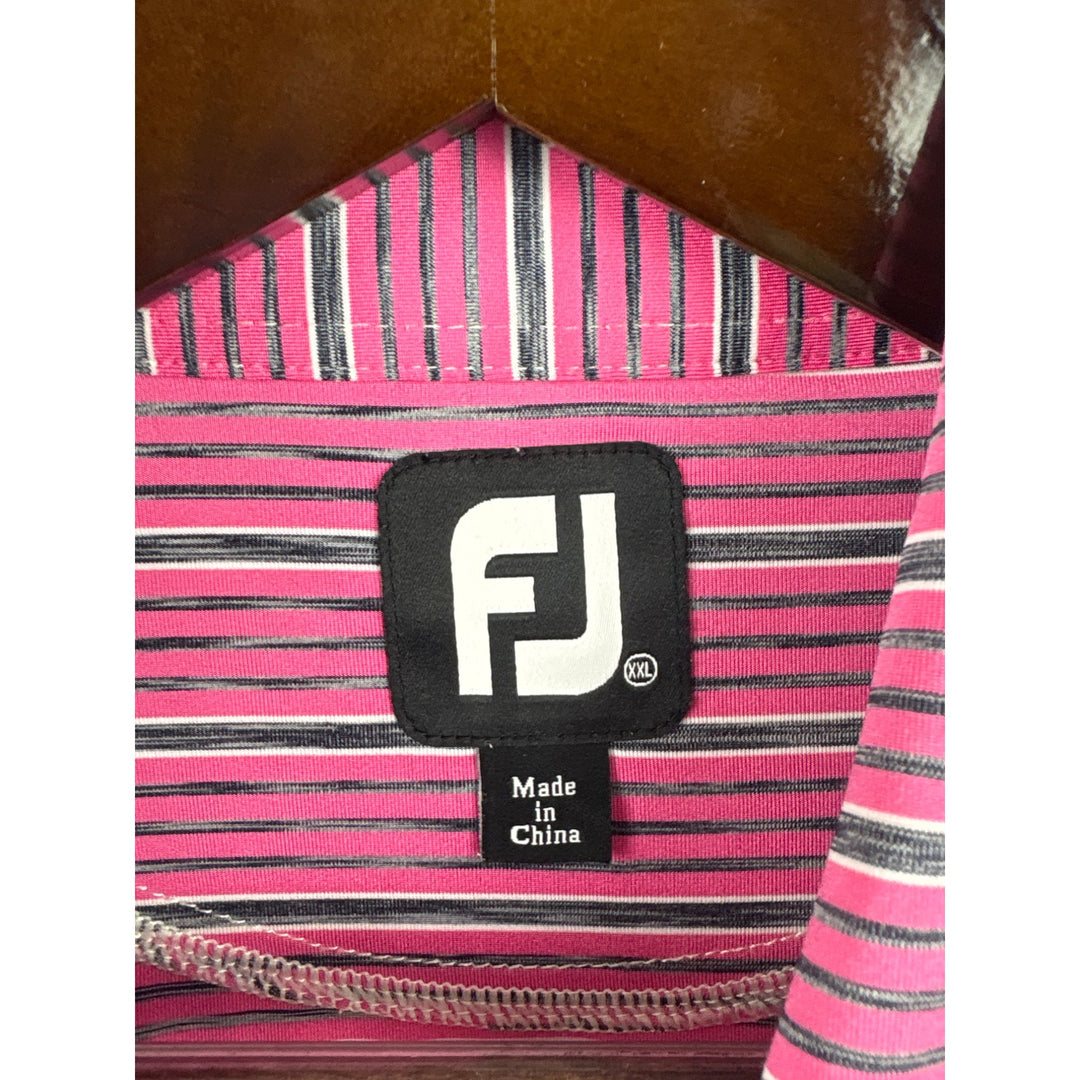 Men’s FootJoy XXL Pink with Gray & White Stripes Golf Shirt