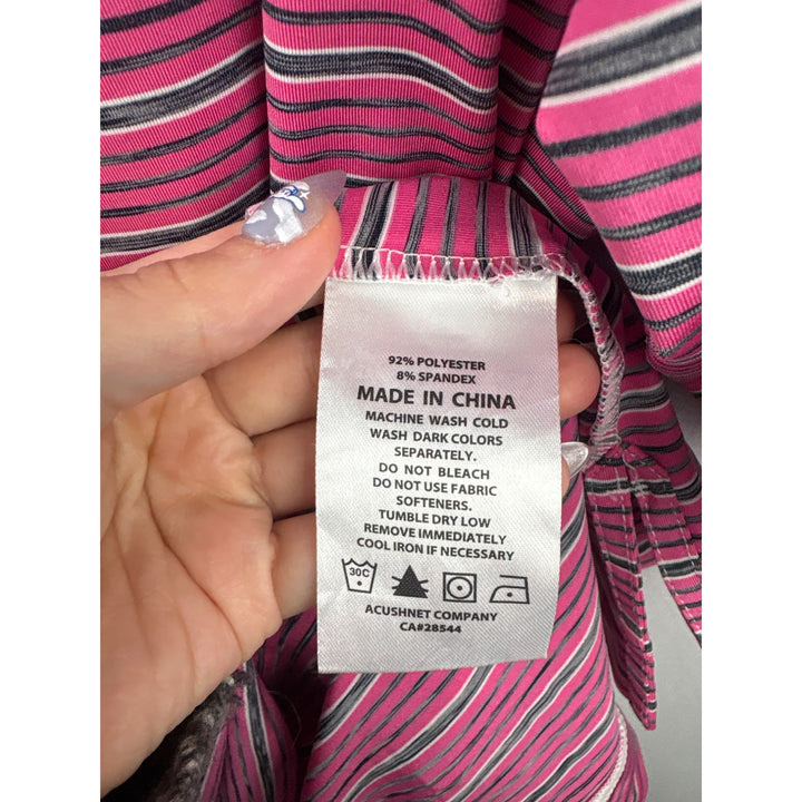 Men’s FootJoy XXL Pink with Gray & White Stripes Golf Shirt