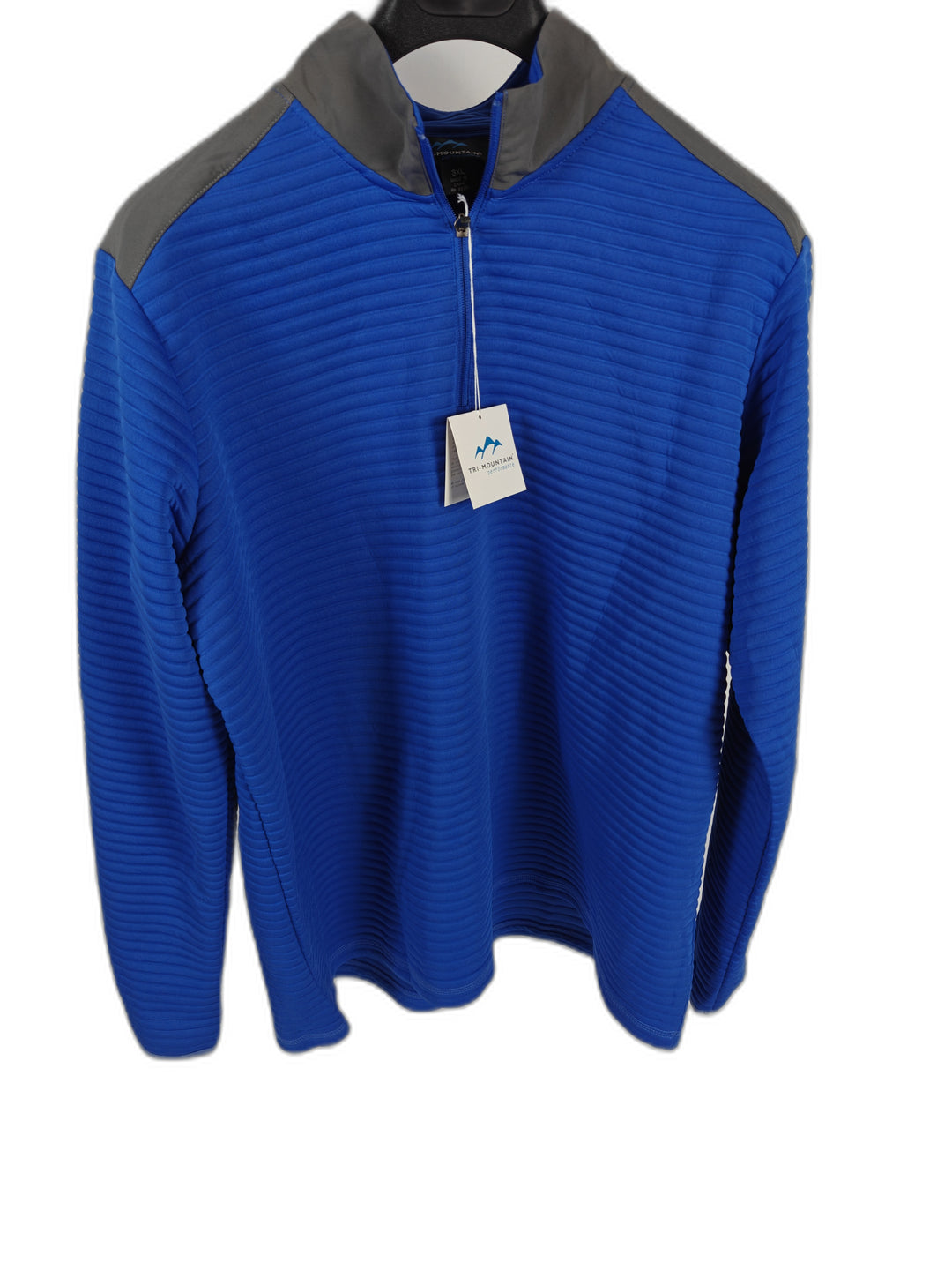 Mens Tri-Mountain Performance Quarter Zip Pullover Blue 3XL