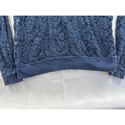MOD Lusive Blue Lace Ling Sleeve Top Size L