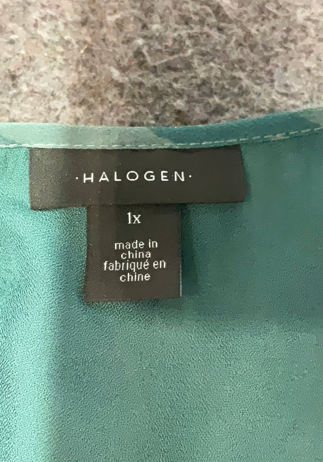 Halogen Teal Abstract Print Lightweight Pleated Sleeveless Blouse Size 1X