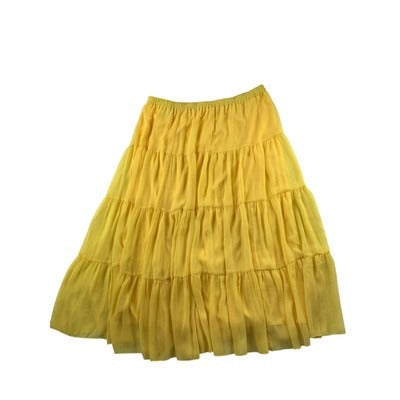 Yellow Tiered Maxi Skirt By Linea Louis DellOlio XL 33" Length