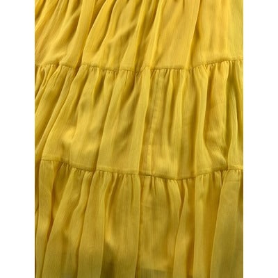 Yellow Tiered Maxi Skirt By Linea Louis DellOlio XL 33" Length