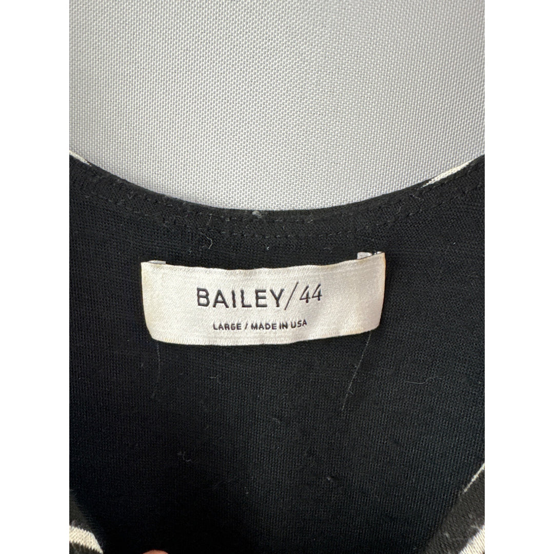 Bailey/44 Black & White Striped Ruched Sleeveless Dress Large