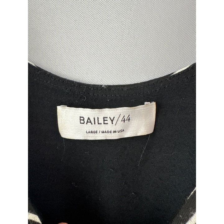 Bailey/44 Black & White Striped Ruched Sleeveless Dress Large
