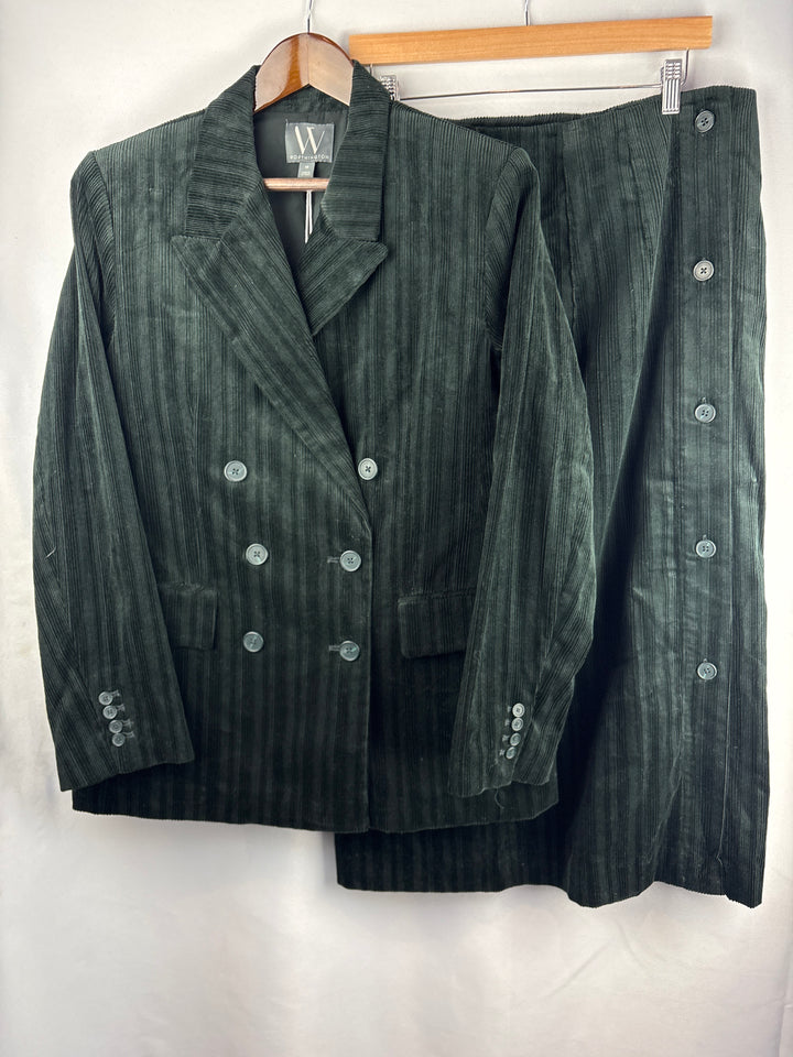 Women’s Worthington Size 16 Black Corduroy Skirt &amp; Blazer Set