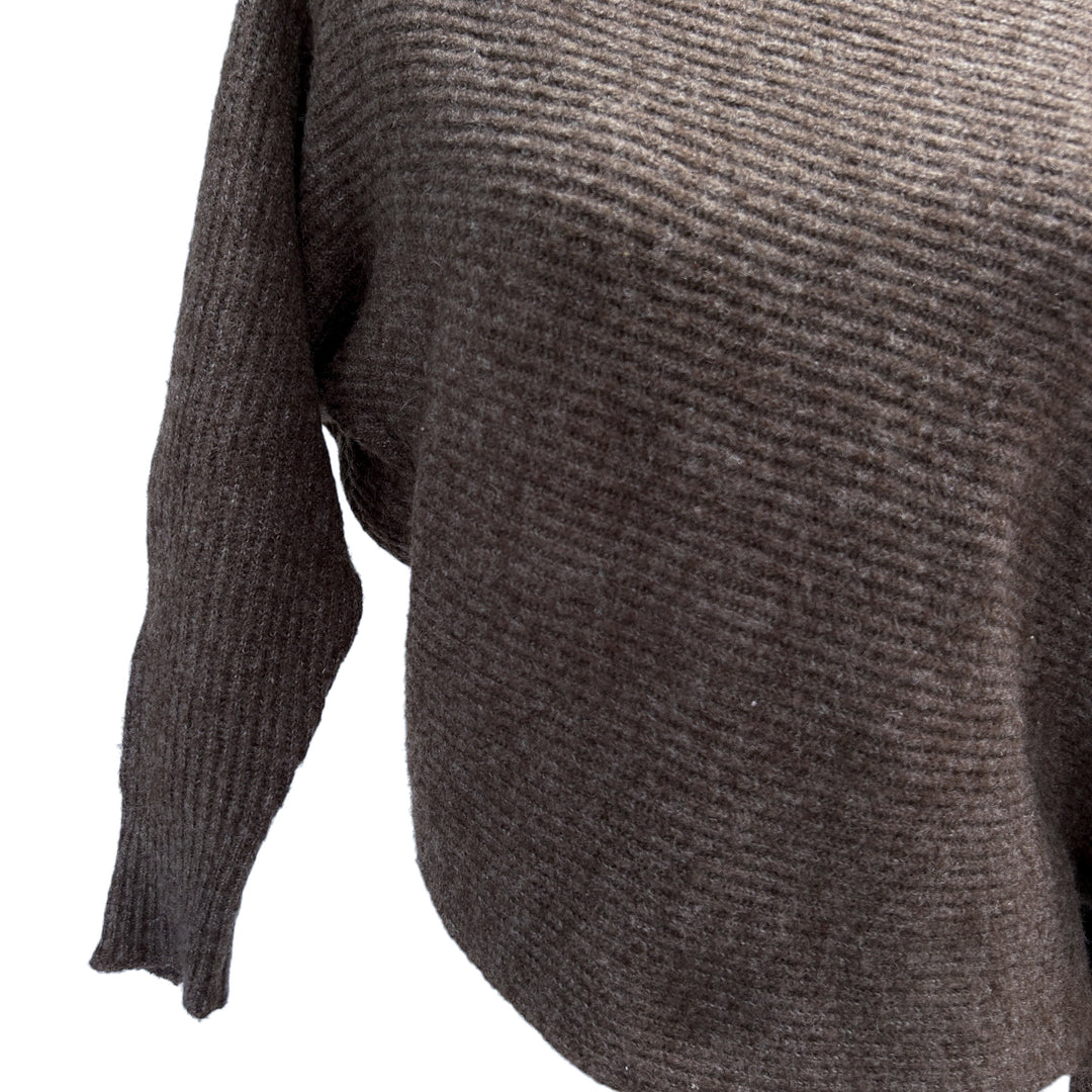 Vince. Women's Small Asymmetric Sweater Boatneck Ribbed Dolman Boho Minimalist Quiet Luxury