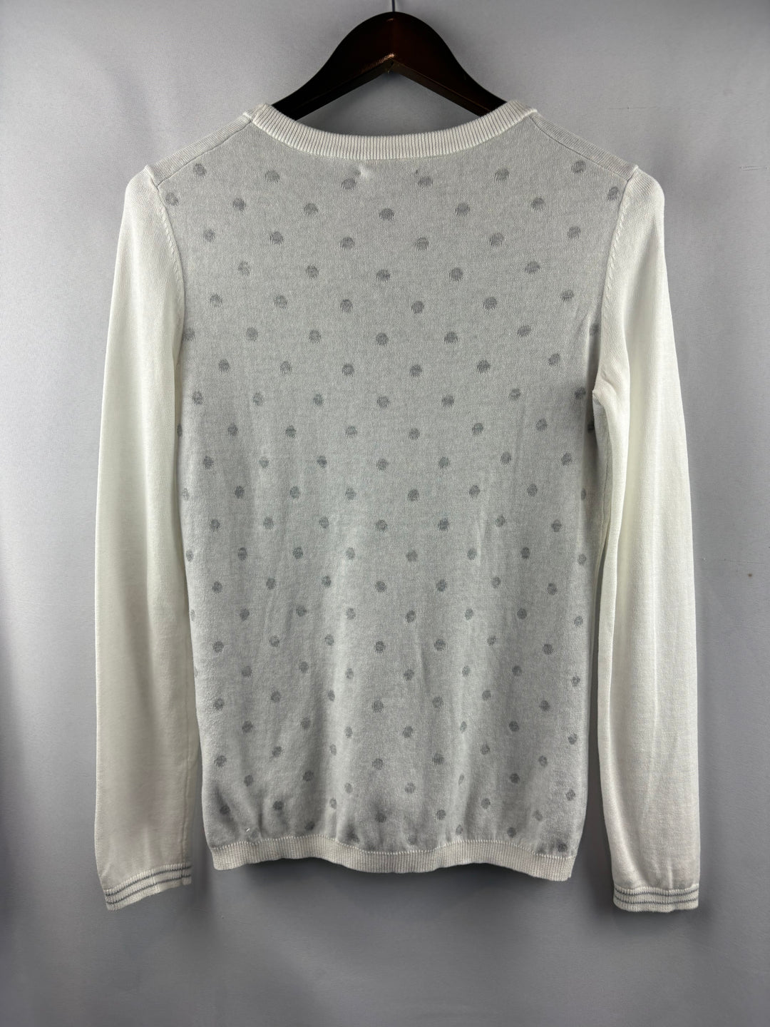 Women’s Tommy Hilfiger Small Cream w/ Gray Polka Dots Crewneck Sweater
