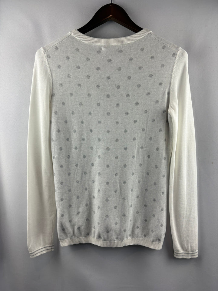 Women’s Tommy Hilfiger Small Cream w/ Gray Polka Dots Crewneck Sweater