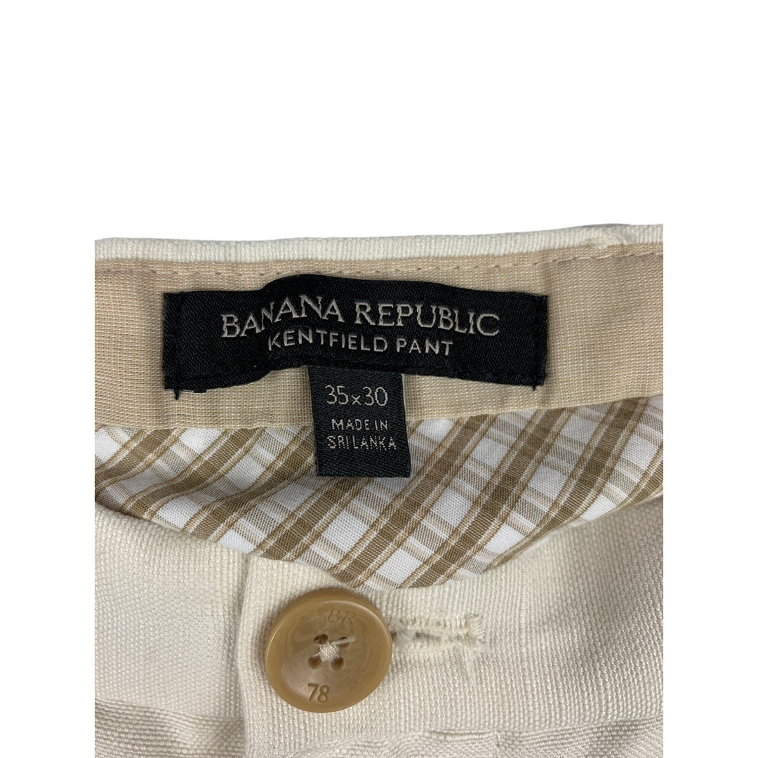 Banana Republic Kentfield Mens Pants 35x30 White Linen/Cotton Blend