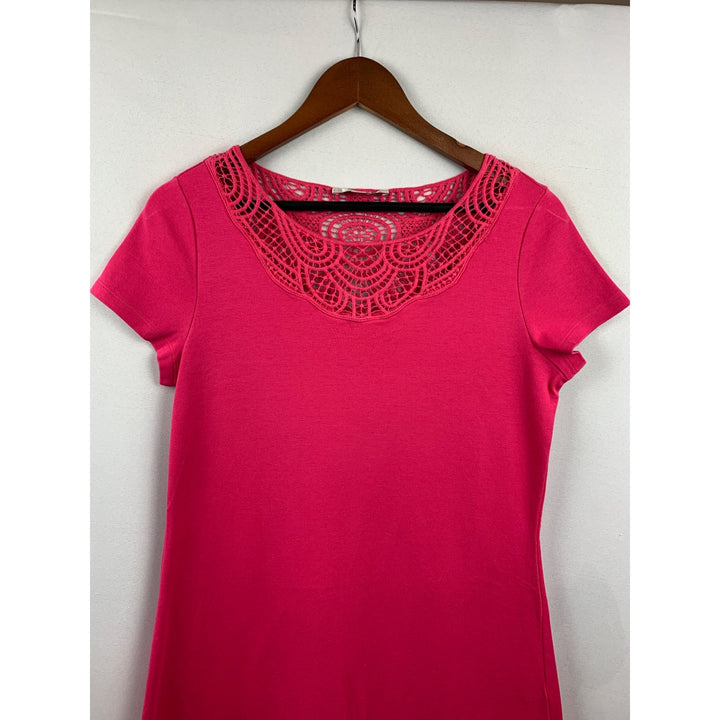 Liz Claiborne Womens Crochet Neckline Pink Dress