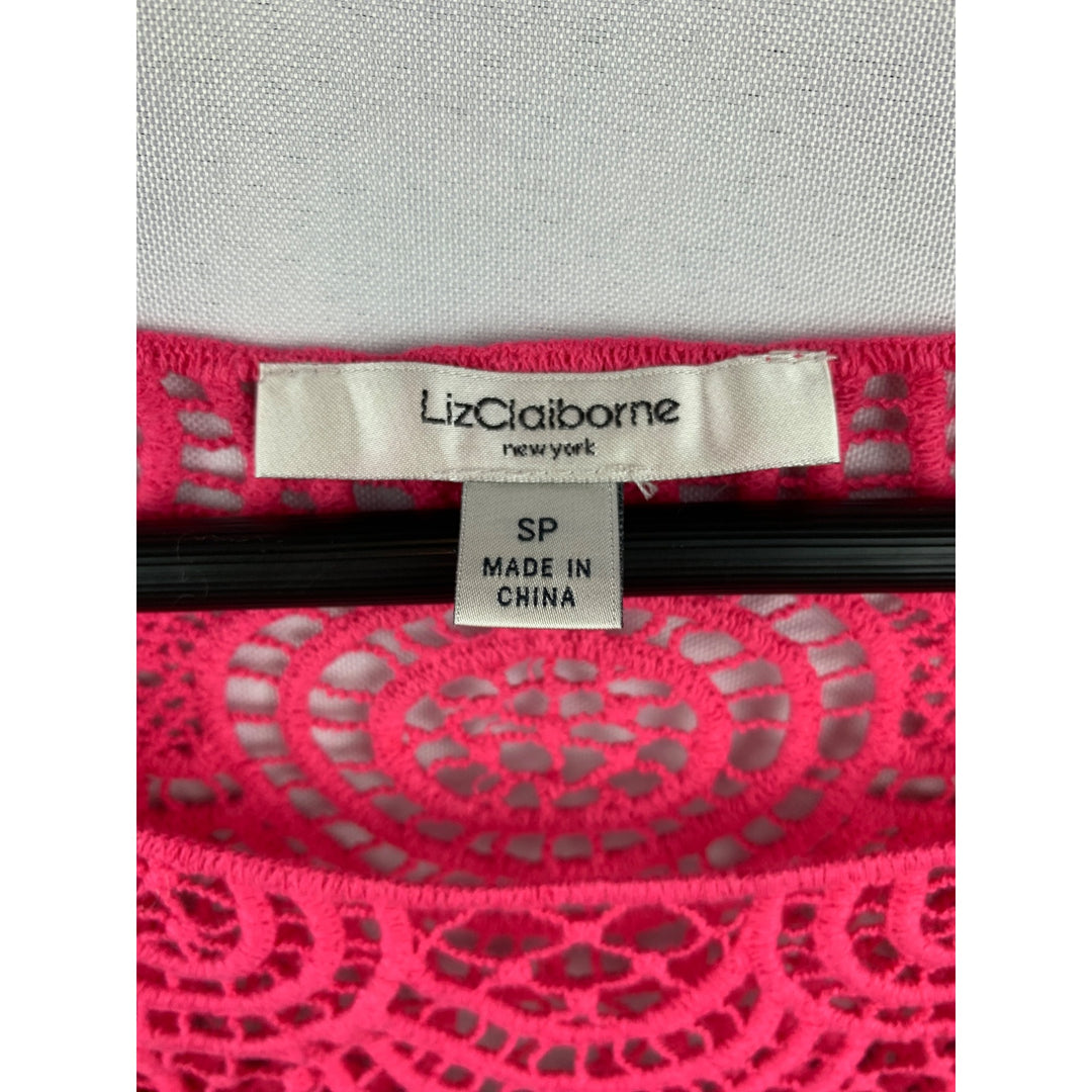 Liz Claiborne Womens Crochet Neckline Pink Dress