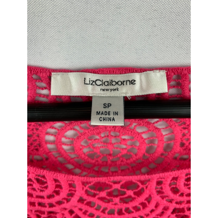 Liz Claiborne Womens Crochet Neckline Pink Dress