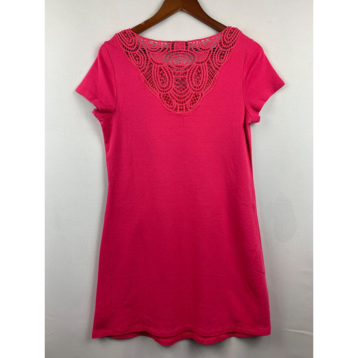 Liz Claiborne Womens Crochet Neckline Pink Dress