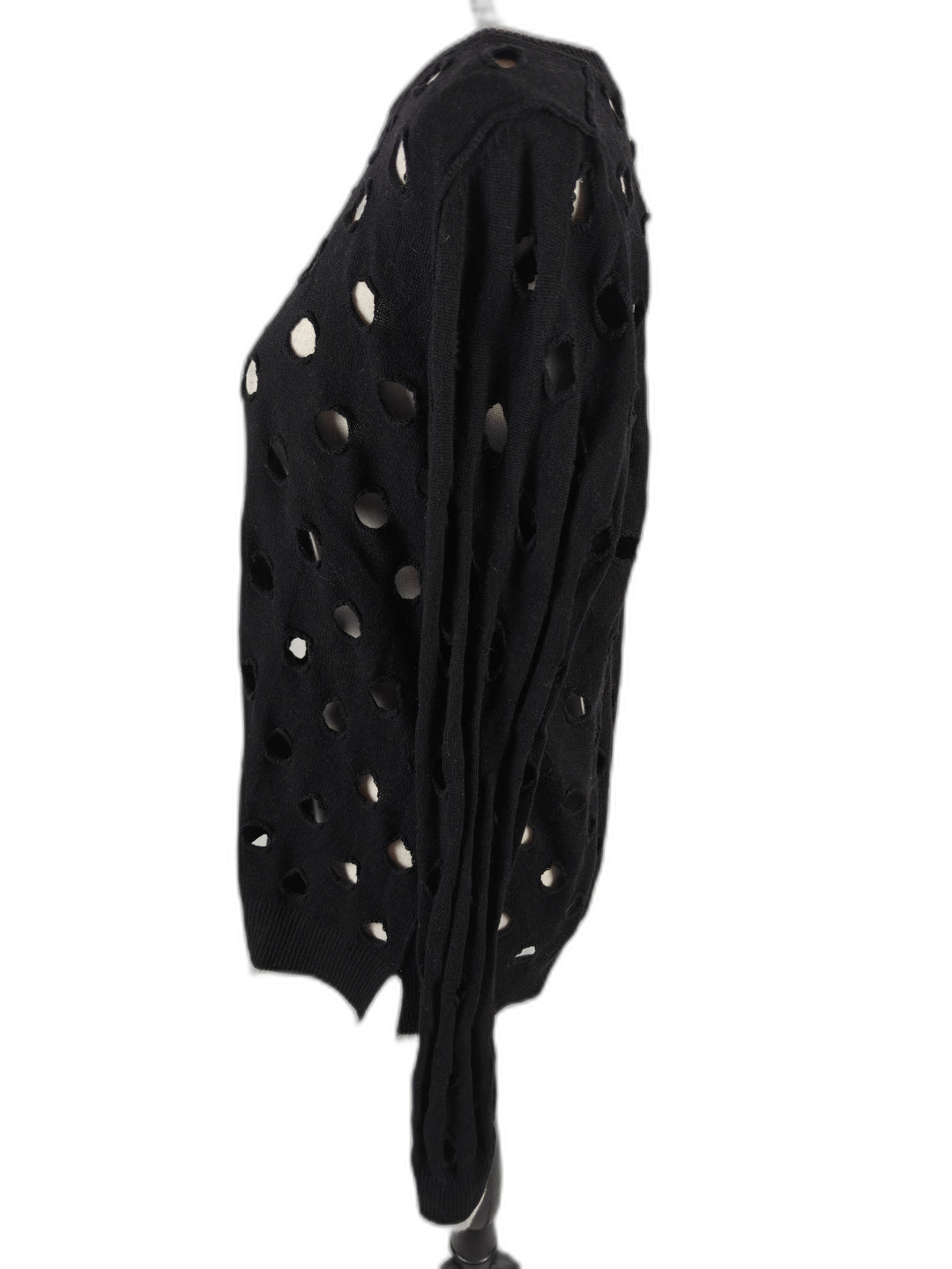 Women’s Enaz Orgl Distressed Cutout Sweater Black Size Medium