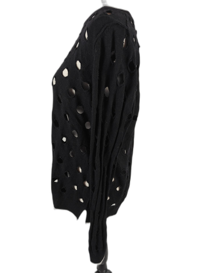 Women’s Enaz Orgl Distressed Cutout Sweater Black Size Medium