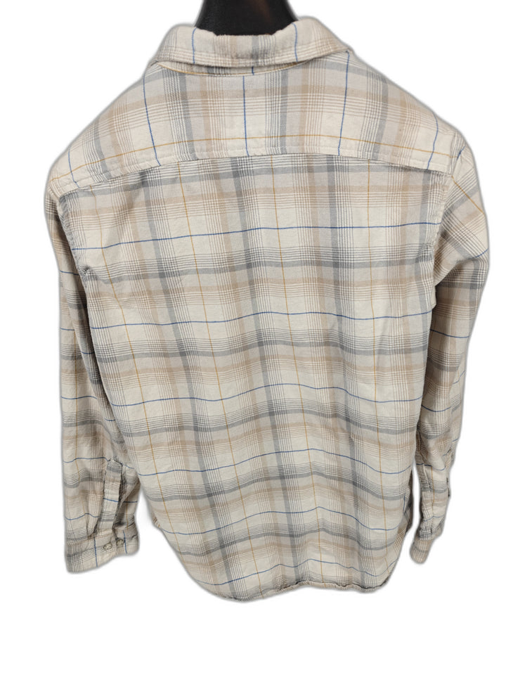 Mens Goodfellow &amp; Co Flannel Shirt Cream Plaid Standard Fit