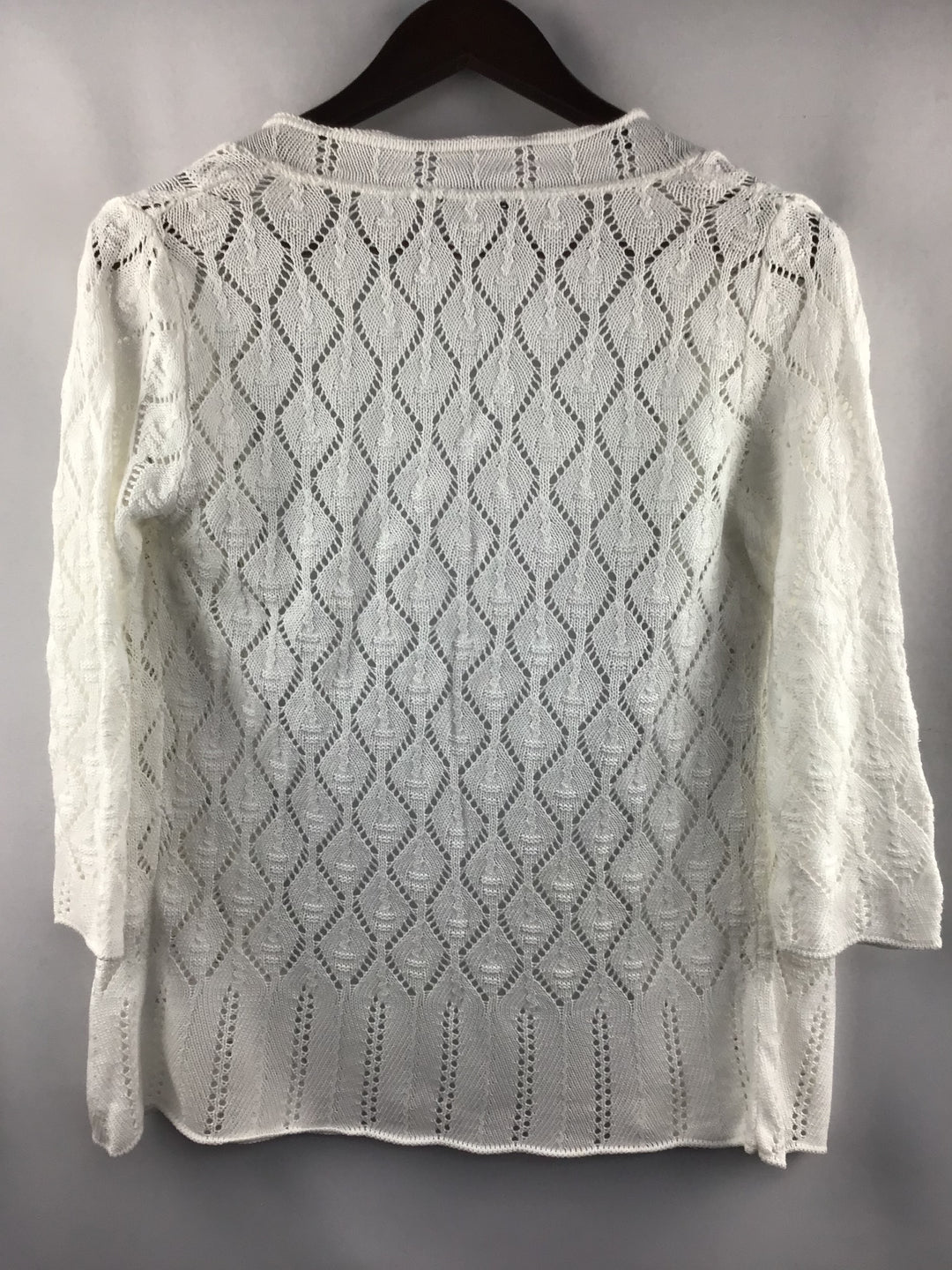 Women’s Studio Works White 3/4 Sleeve Knit Open-Front Cardigan Size S
