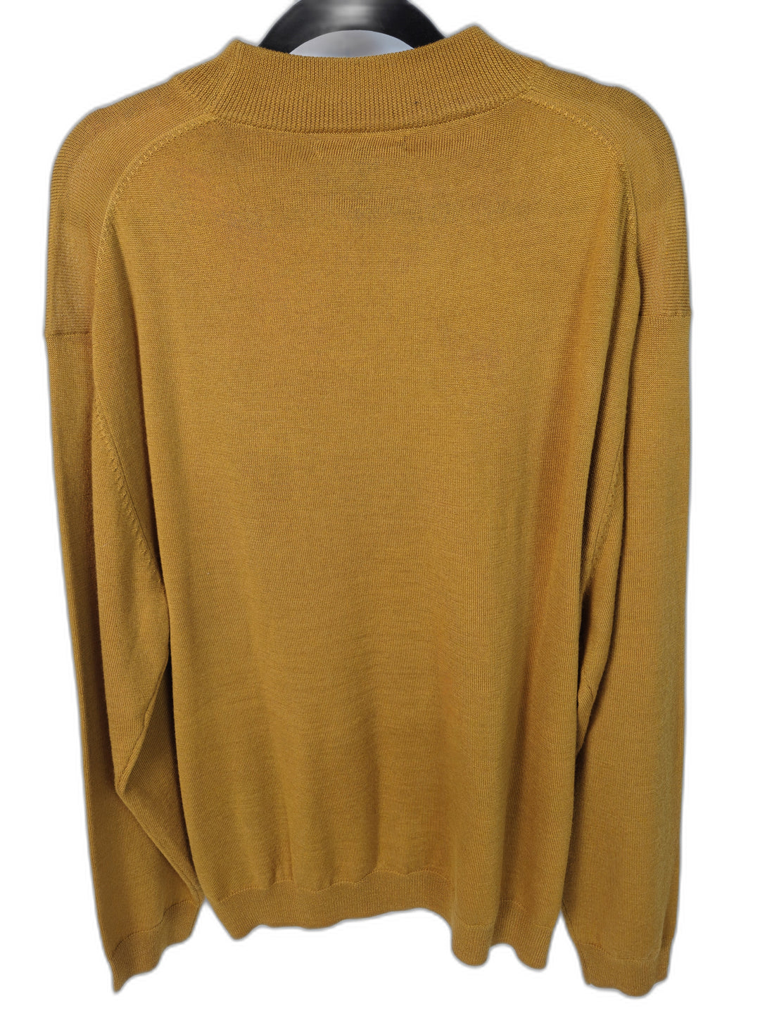 Linea Uomo Men's XXL Mustard Wool Blend Sweater Mock Neck Long Sleeve 50% Wool