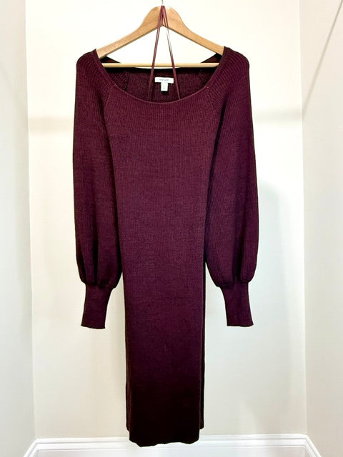 Nine West Burgundy Blend Ribbed Knit Dress SzXL NWT