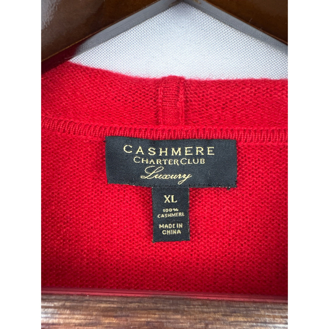 Women’s Charters Club XL Red Cashmere Zip-Up Hoodie