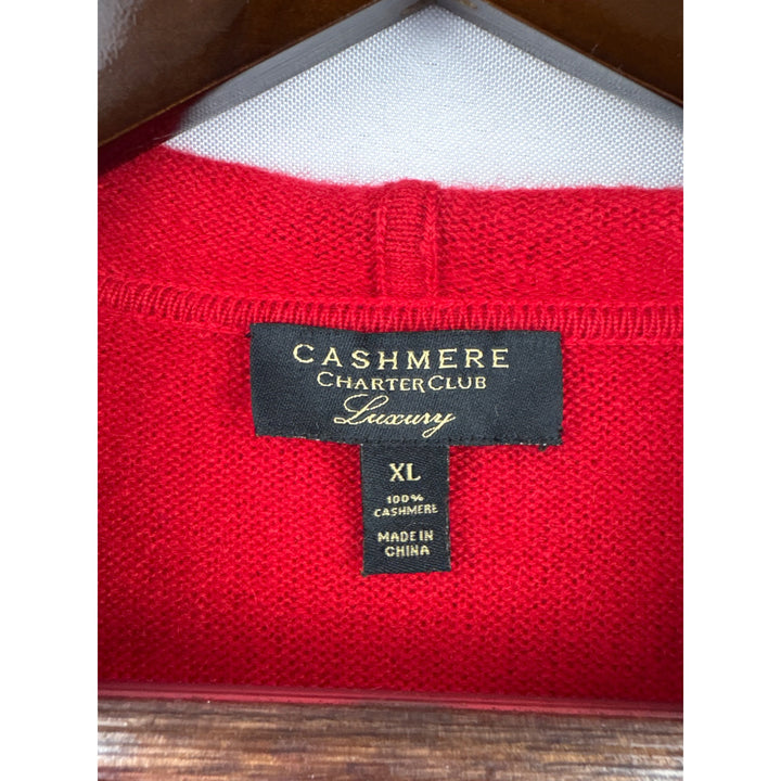 Women’s Charters Club XL Red Cashmere Zip-Up Hoodie
